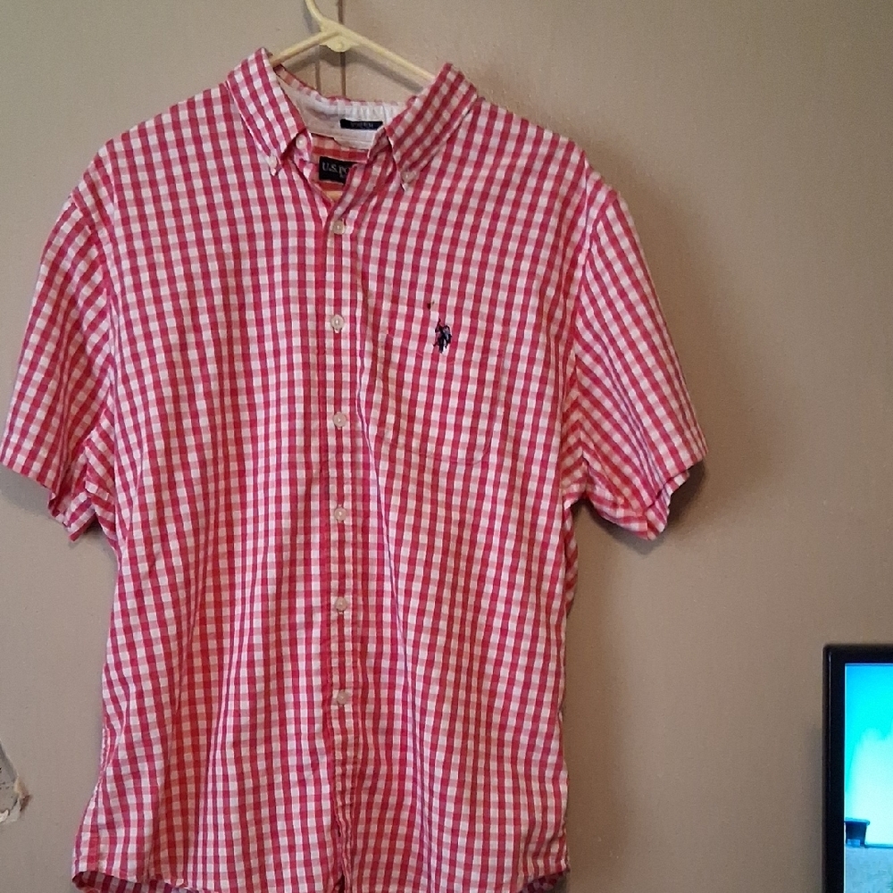 U.S. Polo Assn. Red and White Casual Button Down Shirt